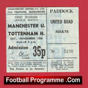 Manchester United v Tottenham 1971 – Football Ticket