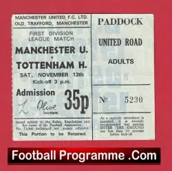 Manchester United v Tottenham 1971 – Football Ticket