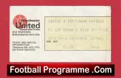 Manchester United v Tottenham 1979 – League Cup Match Ticket