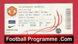 Manchester United v Wolves 2009 – Match Ticket
