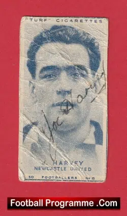 Newcastle United Joe Harvey Signed Autograph Turf Cigarette Card 1948