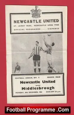Newcastle United v Middlesbrough 1964