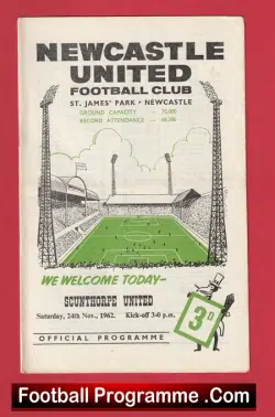 Newcastle United v Scunthorpe United 1962