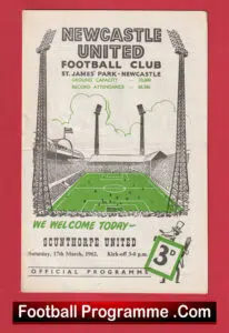 Newcastle United v Scunthorpe United 1962