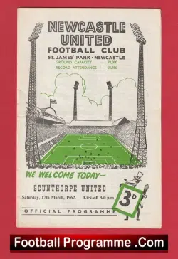 Newcastle United v Scunthorpe United 1962