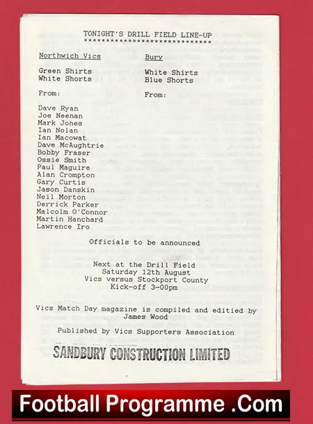 Northwich Victoria v Bury 1989 - Pre Season Friendly - Image 3
