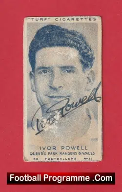Queens Park Rangers Ivor Powell Signed Autograph Turf Cigarette Card 1948