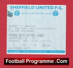 Sheffield United v Manchester United 1995 – Football Ticket