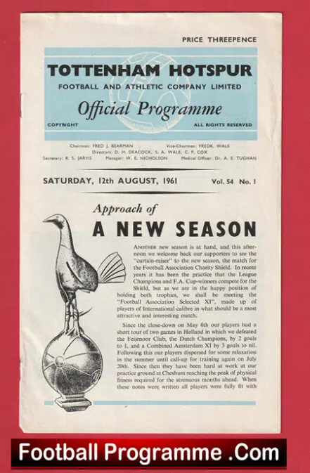 Tottenham Hotspur v FA Select XI 1961 – Charity Shield + Bobby Charlton