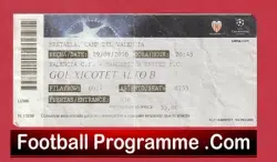 Valencia v Manchester United 2010 - Match Ticket Spain - football memorabilia