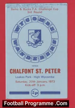 Wycombe Wanderers v Chalfont St Peter 1973 - football programme