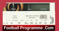 Zorya Luhansk v Manchester United 2016 – Europa Cup Ticket Ukraine
