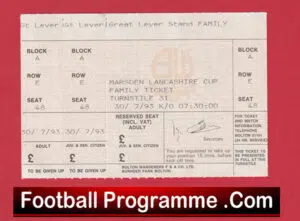 Bolton Wanderers v Manchester United 1993 – Football Ticket