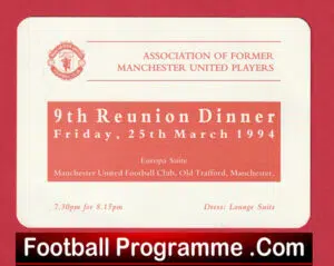 Manchester United Reunion Former Players Charity Dinner 1994 – Old Trafford