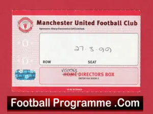Manchester United v Everton 1999 – Ticket Treble Season Directors Box