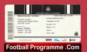 Newcastle United v Manchester United 2019 – Match Ticket Covid Season