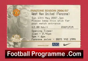 Manchester United v West Ham United 2007 – Football Ticket