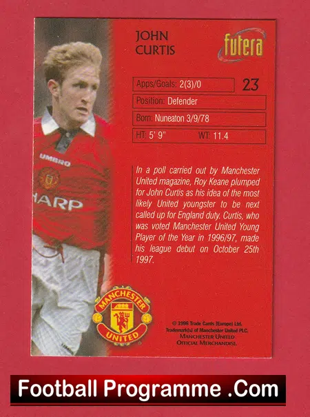 Manchester United John Curtis Autographed Signed Football Card - Image 3