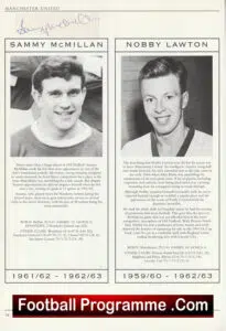 Manchester United Sammy McMillan Signed Autographed Picture