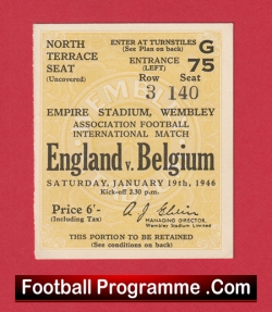 England v Belgium 1946 – Football Ticket