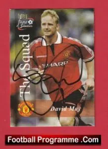Manchester United David May Autographed Signed Football Card
