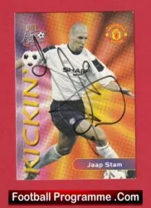 Manchester United Jaap Stam Autographed Signed Football Card