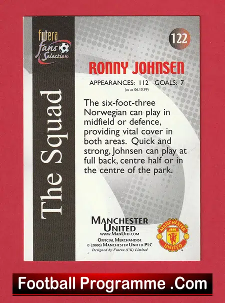 Manchester United Ronny Johnsen Autographed Signed Football Card - Image 3