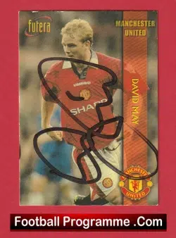 Manchester United David May Autographed Signed Football Card
