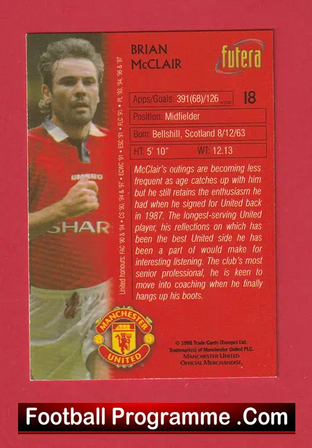 Manchester United Brian McClair Autographed Signed Football Card - Image 3