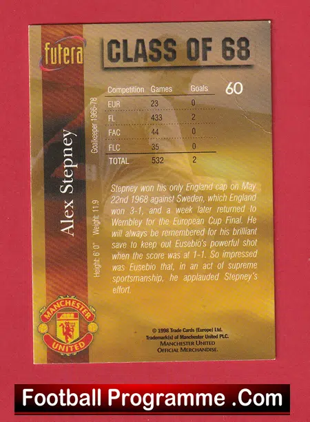 Manchester United Alex Stepney Autographed Signed Football Card - Image 3