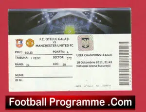 Otelul Galati v Manchester United 2011 – Match Ticket Romania