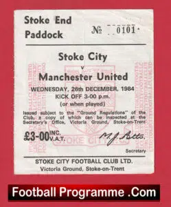 Stoke City v Manchester United 1984 – Match Ticket