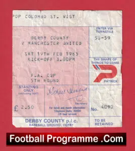 Derby County v Manchester United 1983 – Match Ticket