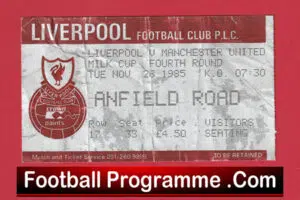Liverpool v Manchester United 1985 – Football Ticket