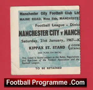 Manchester City v Manchester United 1967 – Old Football Ticket