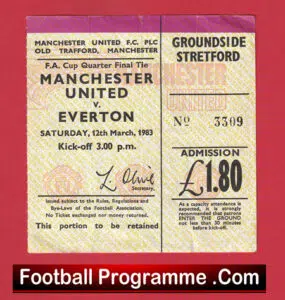 Manchester United v Everton 1983 – Match Ticket FA Cup QF