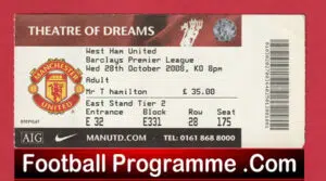 Manchester United v West Ham United 2008 – Football Ticket