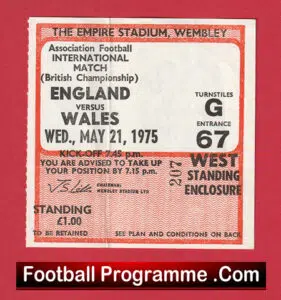 England v Wales 1975 – Football Ticket