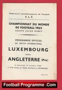 Luxembourg v England 1960 + Bobby Charlton