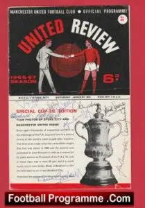 Manchester United v Stoke City 1967 – Multi Signed Autographed Man Utd
