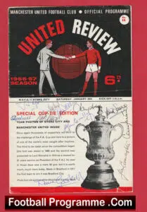 Manchester United v Stoke City 1967 – Multi Signed Autographed Man Utd