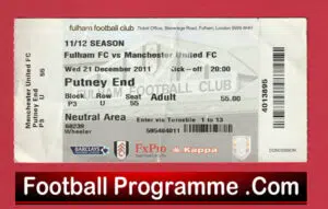 Fulham v Manchester United 2011 – Match Ticket