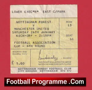 Nottingham Forest v Manchester United 1981 – FA Cup Match Ticket