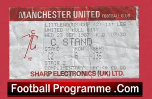 Manchester United v Hull City 1987 – Football Ticket