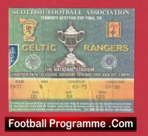 Glasgow Rangers v Glasgow Celtic 1999 – Scottish Cup Final Ticket