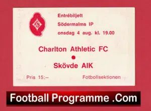 Skovde AIK v Charlton Athletic 1988 – Football Ticket Sweden