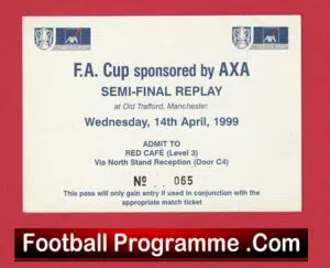 Newcastle United v Tottenham 1999 – Replay Ticket Old Trafford