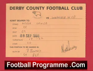 Derby County v Sheffield Wednesday 1998 – Football Ticket Duplicate Issue