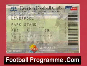 Everton v Liverpool 2000 – Football Ticket