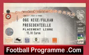 OGC Nice v Fulham 2012 – Football Ticket